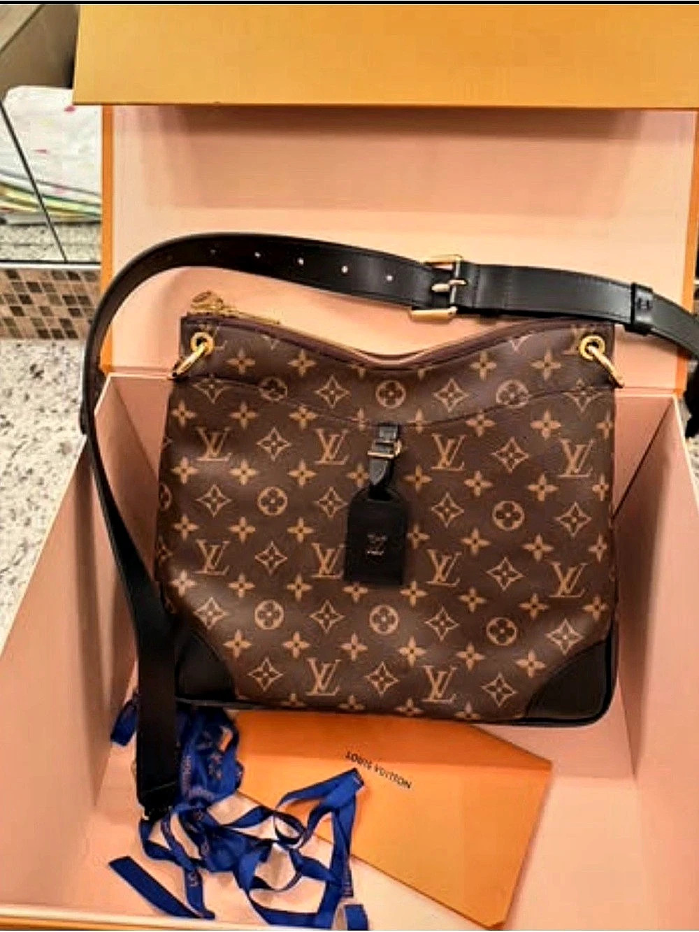 Louis Vuitton Odeon MM Monogram Crossbody Bag Brown & Black